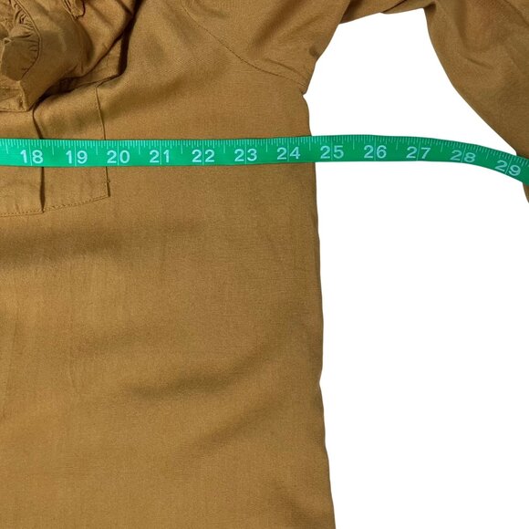 LARGE Sundance Gold Long Sleeve VNeck Ruffled Shirt Blouse - Picture 7 of 12